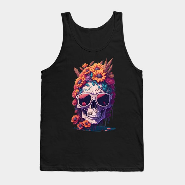 Cool and Edgy: Dead Skull Rocking Trendy Sunglasses Tank Top by Farargy